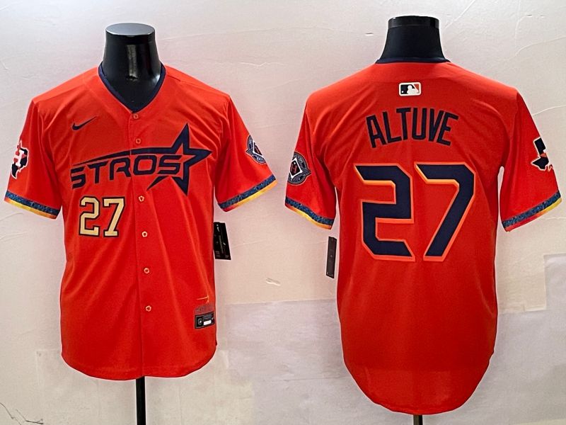 Men Houston Astros #27 Altuve Orange Fourth generation Joint Name Nike 2025 MLB Jersey style 3
